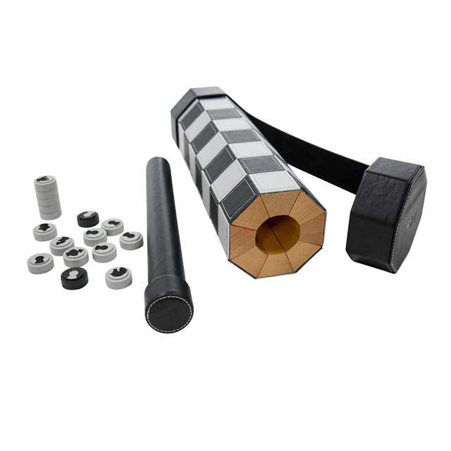 Juego portátil de viaje de damas de cuero y madera de haya, juego enrollable de Backgammon 